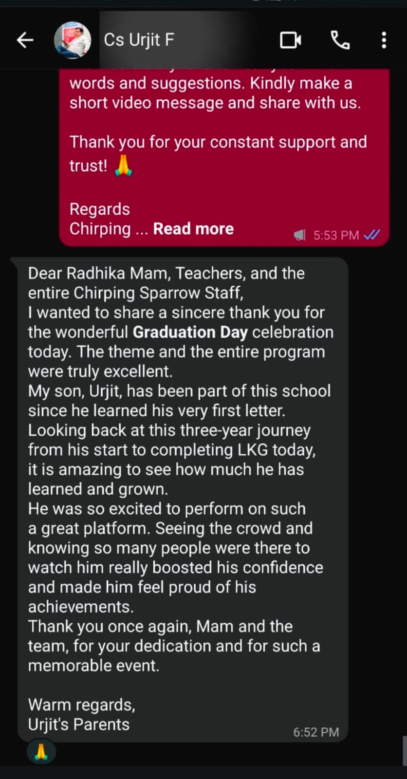 Parent Feedback